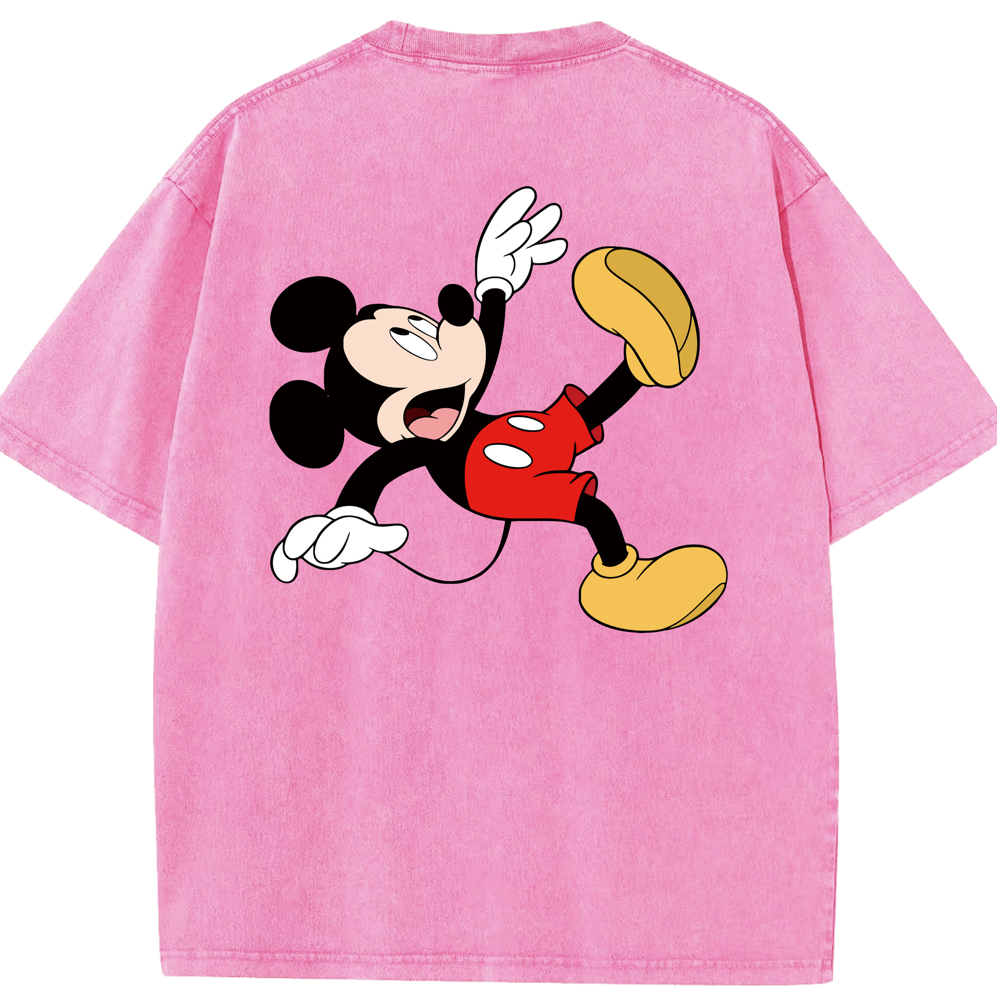 （画像用） ミッキーマウス Mickey Mouse 綿100% ヴィンテージ風 半袖Tシャツ（背面プリント）